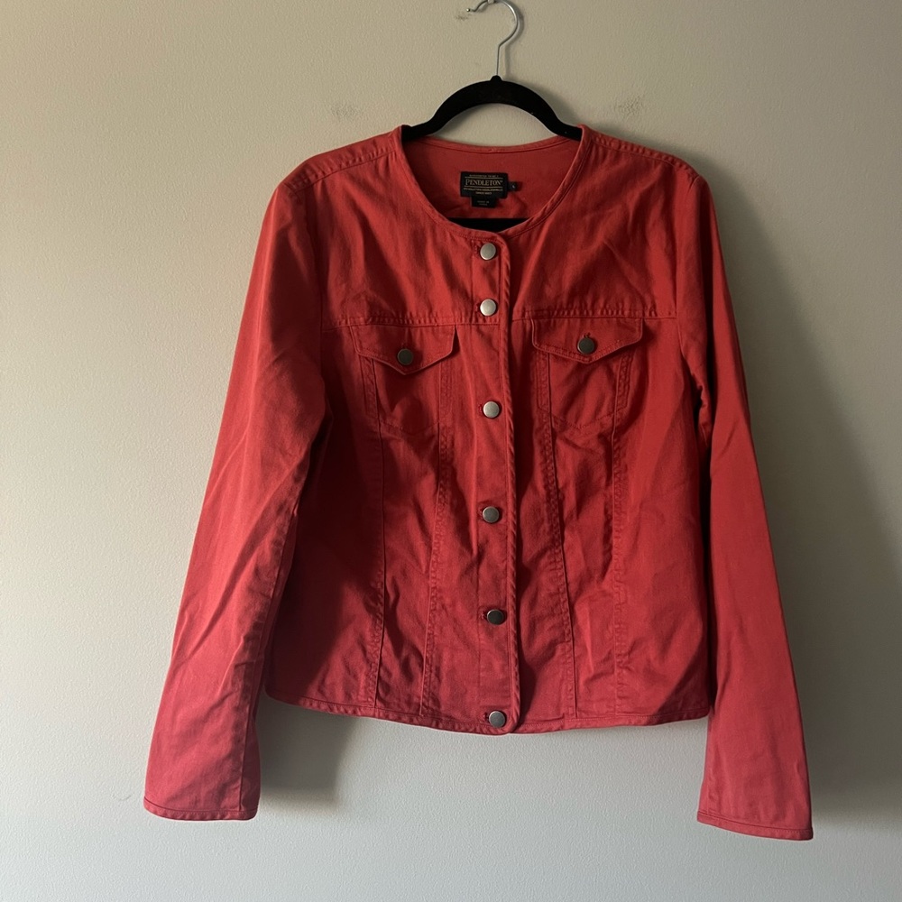 Pendleton Red Snap Front Cotton Stretch Jacket Si… - image 1